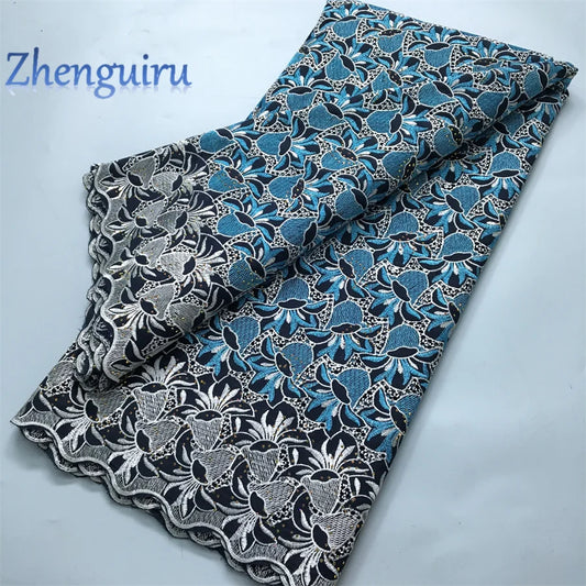 African Lace Fabric 2025 Swiss Voile Cotton Lace Elegant Nigerian Embroidered Cotton Lace Fabric 5 Yards for Women Sew A4016
