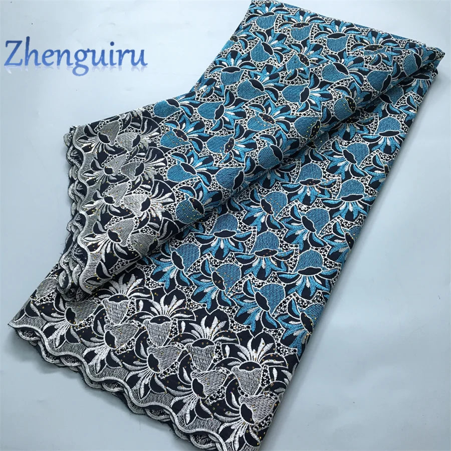 African Lace Fabric 2025 Swiss Voile Cotton Lace Elegant Nigerian Embroidered Cotton Lace Fabric 5 Yards for Women Sew A4016