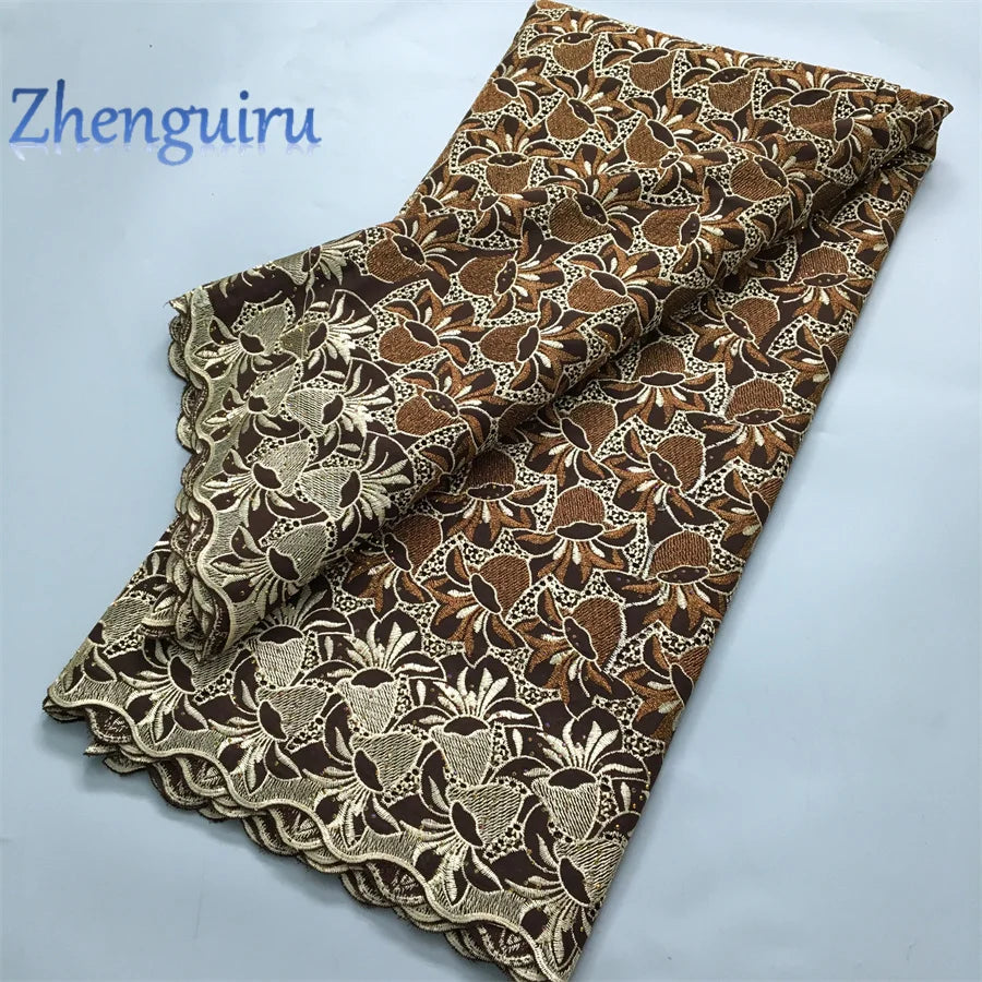 African Lace Fabric 2025 Swiss Voile Cotton Lace Elegant Nigerian Embroidered Cotton Lace Fabric 5 Yards for Women Sew A4016