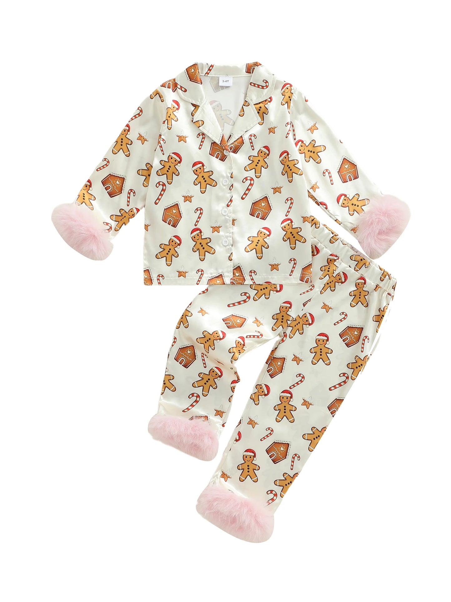 Infant 2-Piece Christmas Pajamas Set with Long Sleeve Gingerbread Man Print Shirt and Pants - Cozy Baby Loungewear for the