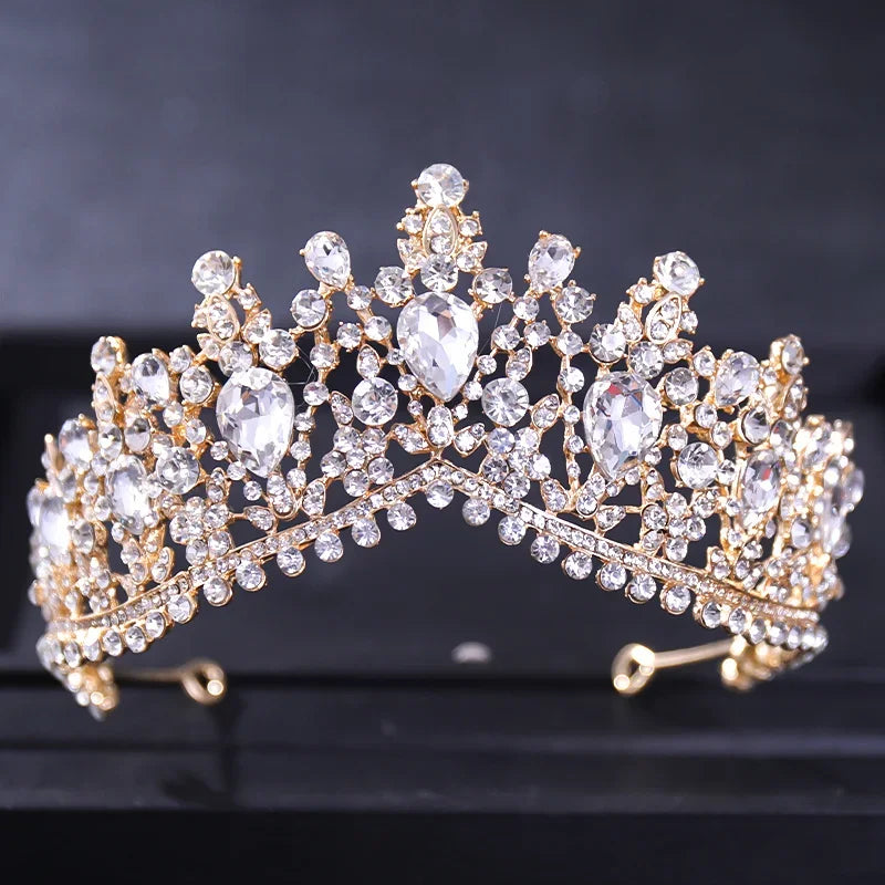 TUANMINGCN Baroque Crystal Tiara Crown for Bride Hair