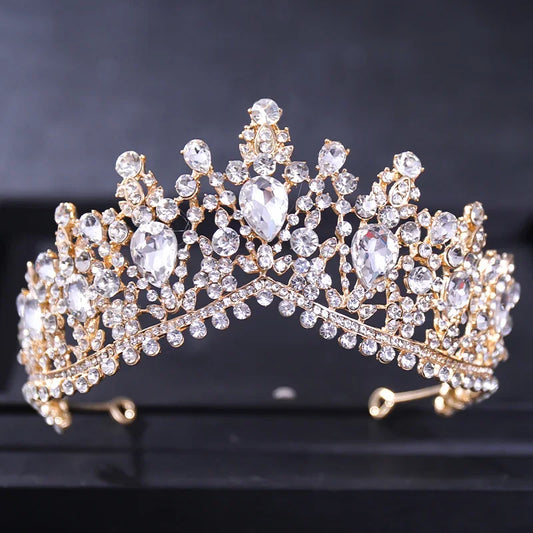 TUANMINGCN Baroque Crystal Tiara Crown for Bride Hair