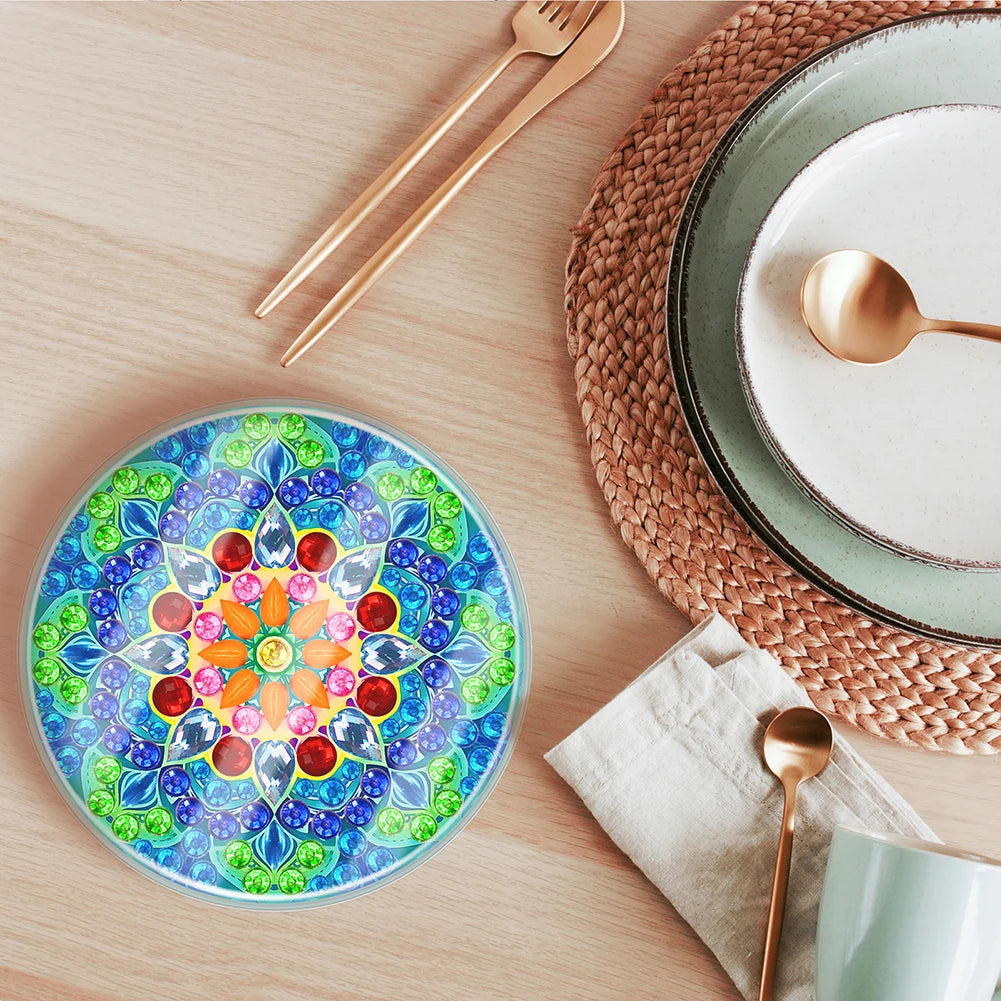 6PCS Mandala Acrylic Diamond Painting Art Coaster Kit Butterfly Full Drill Diamond Coaster Washable Diamond Painting DIY Coaster