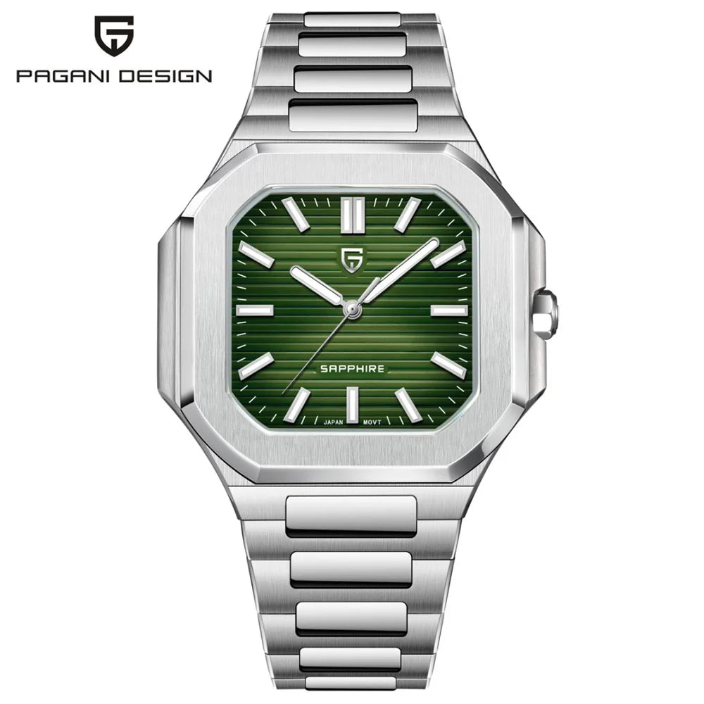 2025 Pagani Design 37MM Men Quartz Watch Top Brand Sapphire Glass AR Coated Business Luxury Genuine Leather Strap