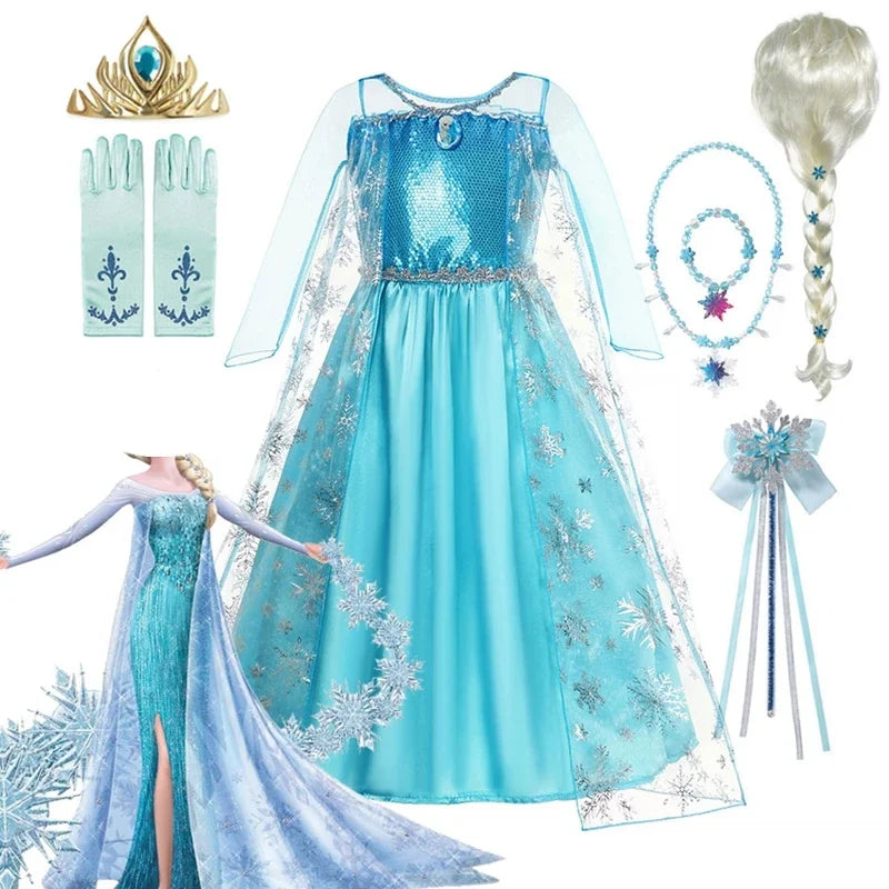 Elsa Snow Queen Girls UltraDeluxeTwinkleDecor Costume Dress For Premium Princess
