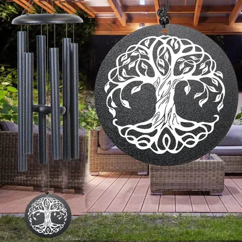 Black Tree of Life Wind Chime Inspirational Retirement Gifts for Men Women Teacher Co-Worker Employee Nanny Nurse