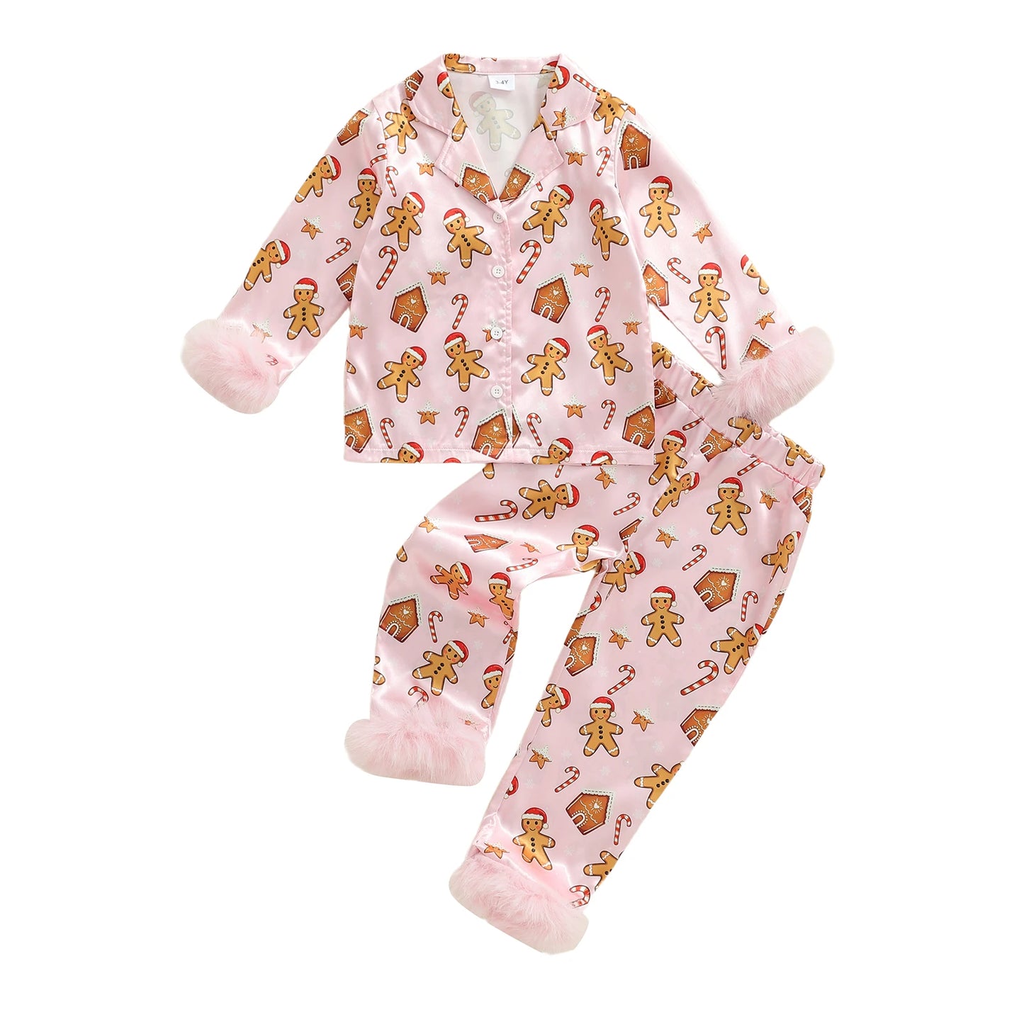 Infant 2-Piece Christmas Pajamas Set with Long Sleeve Gingerbread Man Print Shirt and Pants - Cozy Baby Loungewear for the