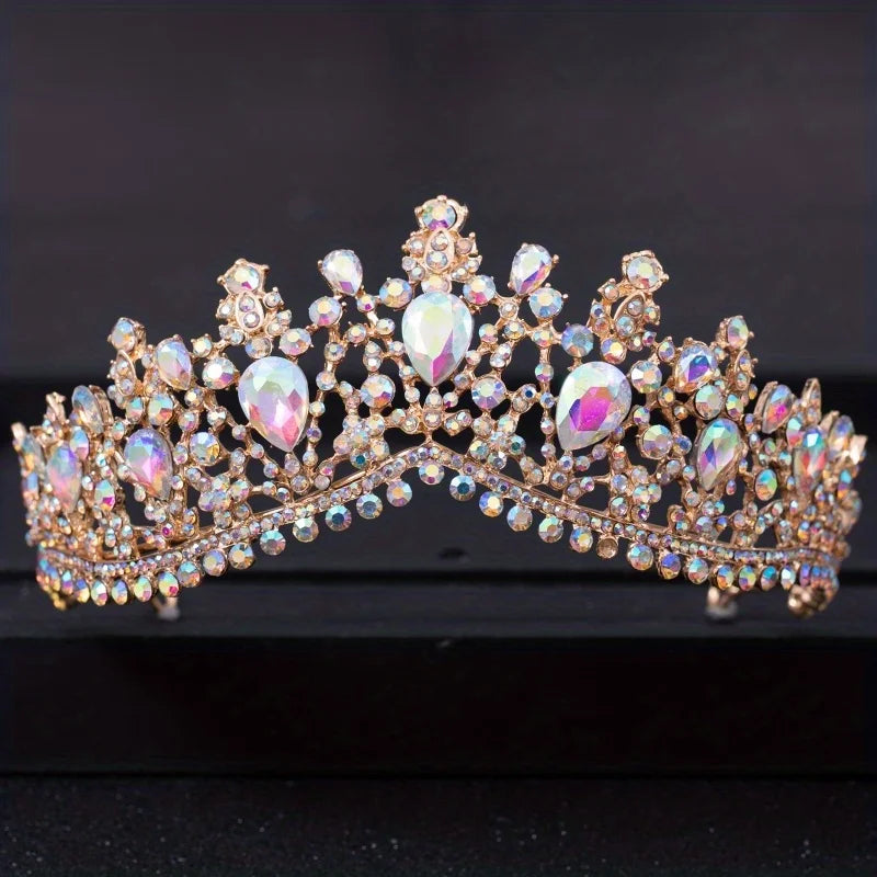 TUANMINGCN Baroque Crystal Tiara Crown for Bride Hair