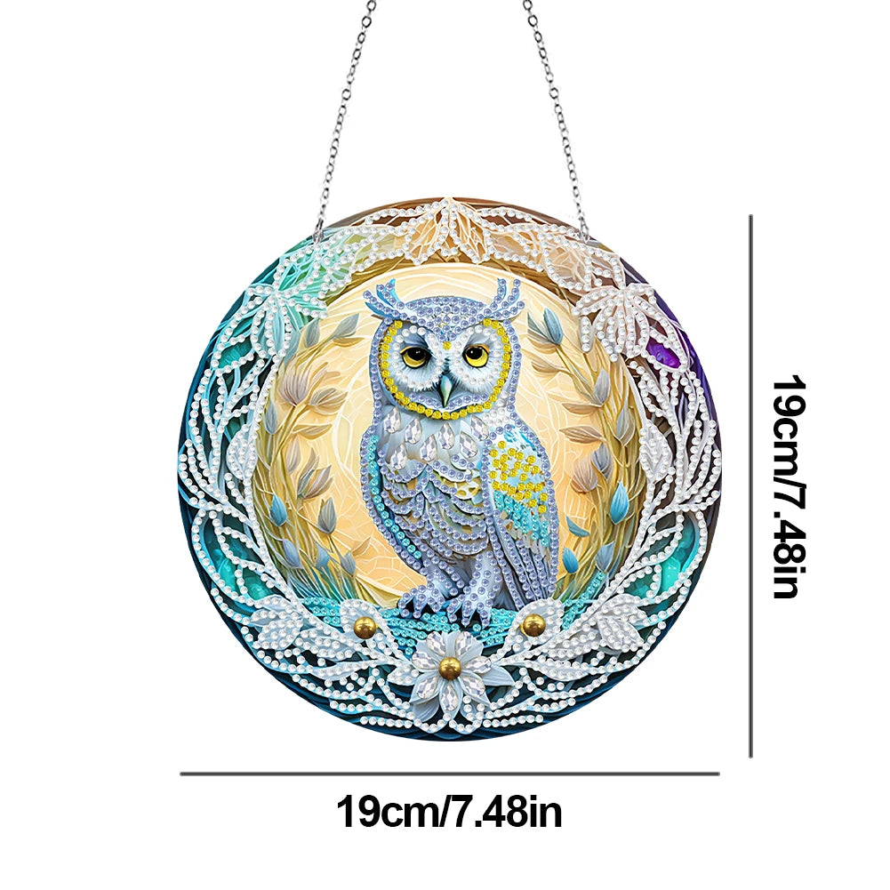DIY Crystal Diamond Pendant Paint by Number 5D Special Shaped Drill Pendant Hanging Ornament Round Arts Craft Acrylic for Gift