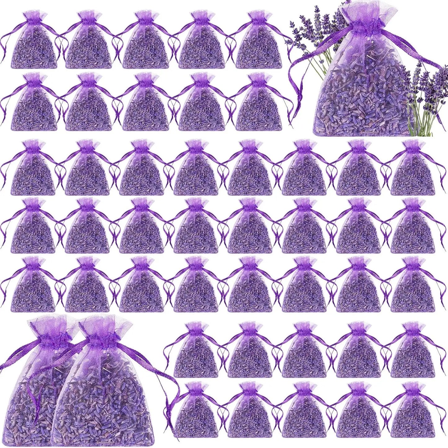 120 Pack Lavender Sachets Bags Bulk for Drawers and Closets Home Fragrance Sachet Dried Lavender Flower for Wedding Bri
