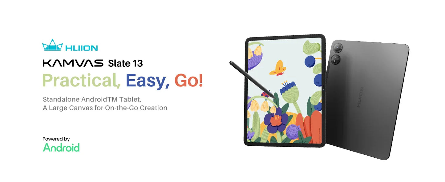 Huion Kamvas Slate 11/13 Android 14 Tablet Graphic Drawing Note Pad 60/90Hz Refresh Rate Paper-Like Nature Color Digital Writing