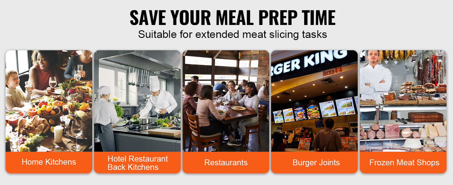 SucceBuy Meat Slicer Electric Deli Food Slicer SUS 420 Stainless Steel Blade and Blade Guard Adjustable Thickness for Home Use