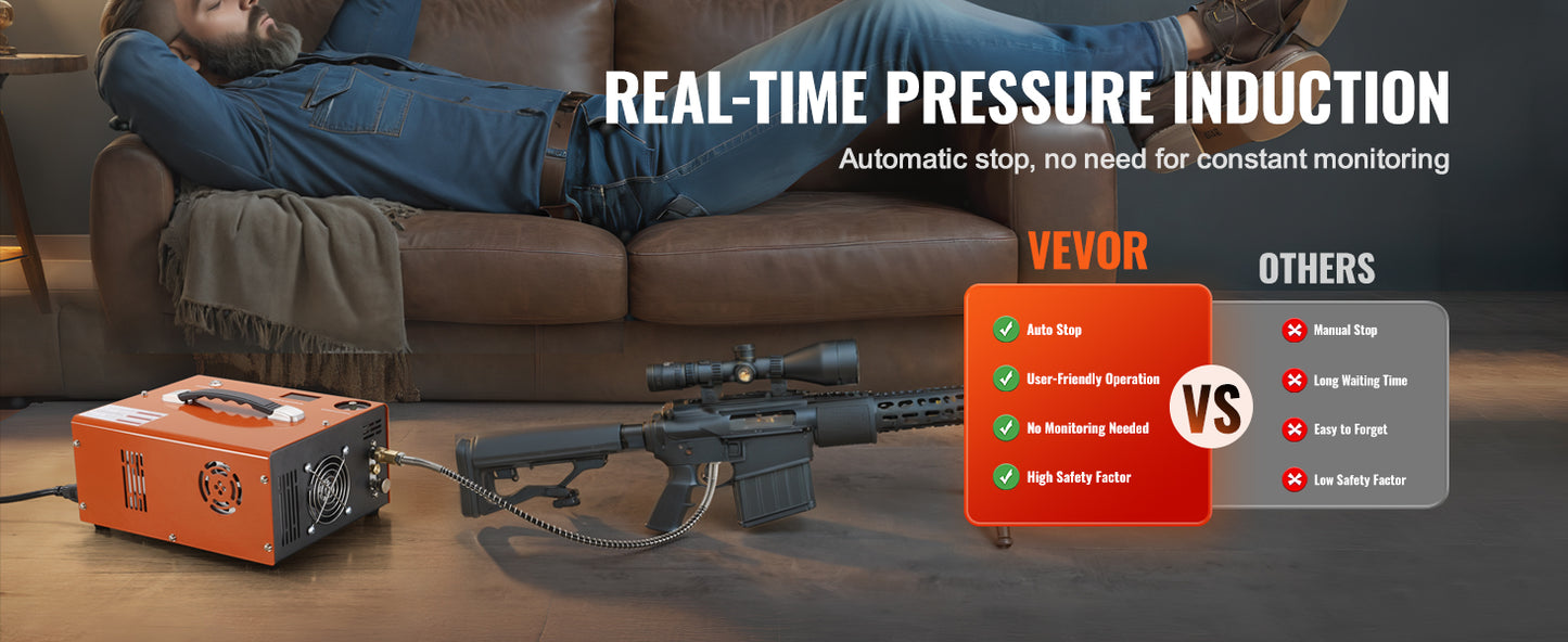 SucceBuy PCP Air Compressor  4500PSI Portable PCP Airgun Compressor Auto-Stop Oil Free Pump for Air Rifle Scuba Diving Bottle