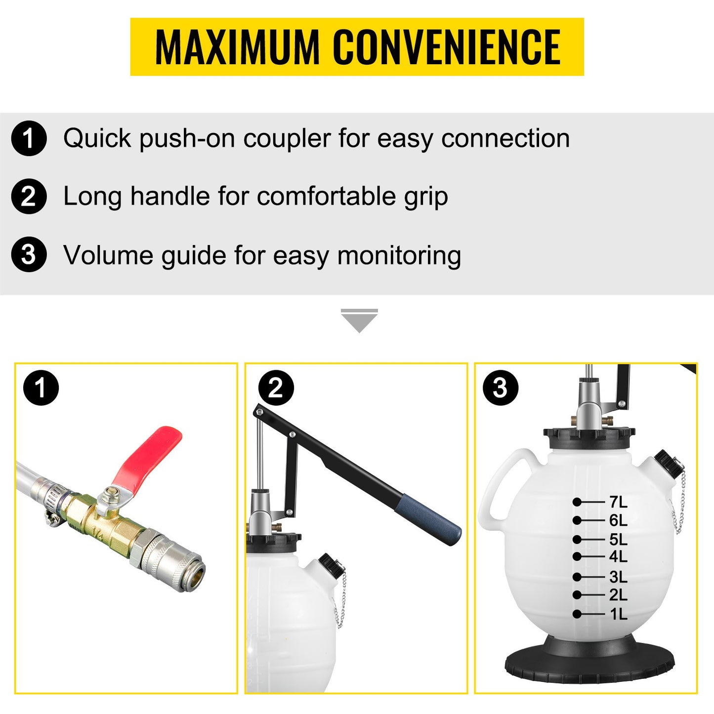 SucceBuy Transmission Fluid Pump ATF Fluid Transfer Filler 7.5L with Control Valve & 15 Common Adapters Kit for Oil Replacement