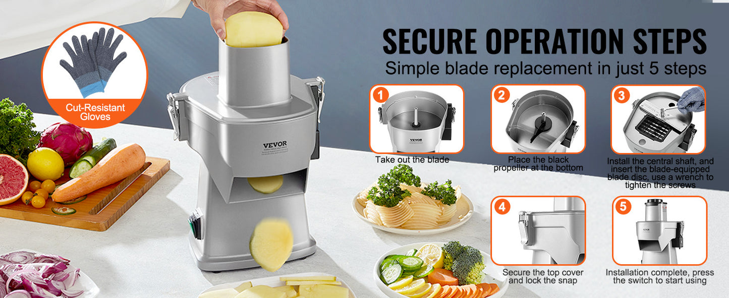 SucceBuy Electric Vegetable Slicer 4 in 1 Multifunctional Food Cutter Vegetable Chopper for Slicing Shredding Dicing Slitting